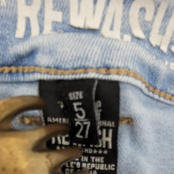 Rewash Brand Jeans Women's 27 Light Wash Super Flare Bell Bottoms Raw Hem High R - Picture 4 of 16